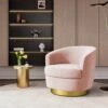 Nancy Modern 360° Swivel Pink Non-falling Velvet Fabric Barrel Accent Armchair For Bedroom Or Living Room