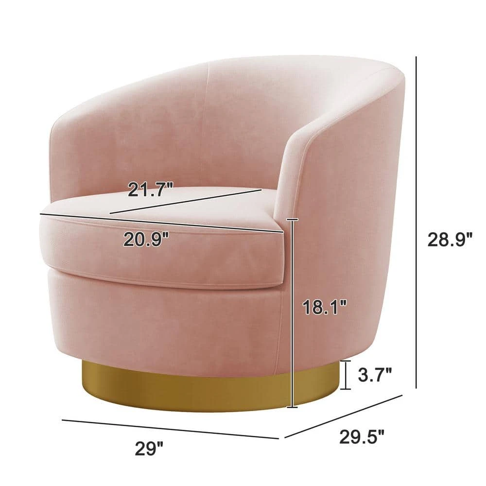 Nancy Modern 360° Swivel Pink Non-falling Velvet Fabric Barrel Accent Armchair For Bedroom Or Living Room 2 Nancy Modern 360° Swivel Pink Non-falling Velvet Fabric Barrel Accent Armchair For Bedroom Or Living Room - Image 2