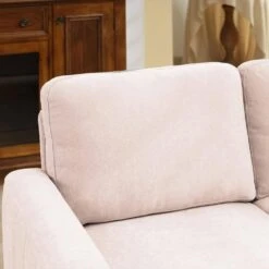 Sanfe 57 In. Pink Solid Fabric 2-Seat Loveseat With Nailhead -More Furniture Store pink jearey loveseats sfrm 2 pink 4f 1000