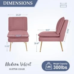 Pink 1-Piece Armless Upholstered Leisure Tight Back Accent Side Chair With Cushion -More Furniture Store pink jearey ottomans e11xxy hd pk 66 1000