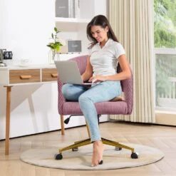 Pink Modern Swivel And Adjustable Task Chair Tufted Office Chair With Gold Base 17 Pink Modern Swivel And Adjustable Task Chair Tufted Office Chair With Gold Base -More Furniture Store pink jearey task chairs e31bgy hd pk 31 1000