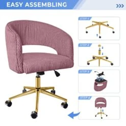 Pink Modern Swivel And Adjustable Task Chair Tufted Office Chair With Gold Base 15 Pink Modern Swivel And Adjustable Task Chair Tufted Office Chair With Gold Base -More Furniture Store pink jearey task chairs e31bgy hd pk 44 1000