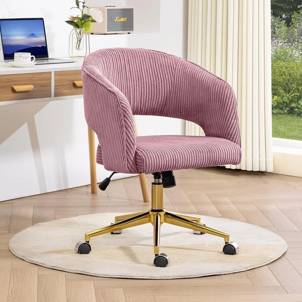 Pink Modern Swivel And Adjustable Task Chair Tufted Office Chair With Gold Base 1 Pink Modern Swivel And Adjustable Task Chair Tufted Office Chair With Gold Base