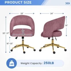 Pink Modern Swivel And Adjustable Task Chair Tufted Office Chair With Gold Base 12 Pink Modern Swivel And Adjustable Task Chair Tufted Office Chair With Gold Base -More Furniture Store pink jearey task chairs e31bgy hd pk c3 1000