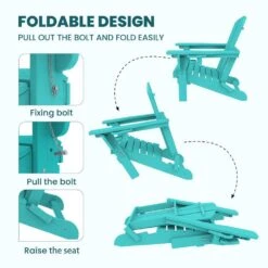 Outdoor HIPS Plastic Patio Chat Set Tiffany Blue Adirondack Chairs With Side Table And Folding Ottoman Set Of 5-Piece -More Furniture Store plastic adirondack chairs 5jtqwy tiffany fa 1000