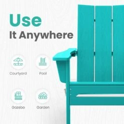 Aruba Blue Classic Folding HDPE Plastic Adirondack Chair (1-Pack) -More Furniture Store plastic adirondack chairs hqzdy ab 1f 1000