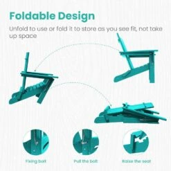 Aruba Blue Classic Folding HDPE Plastic Adirondack Chair (1-Pack) -More Furniture Store plastic adirondack chairs hqzdy ab 4f 1000