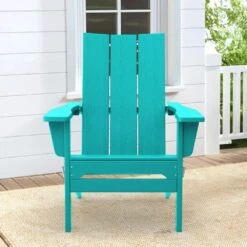 Aruba Blue Classic Folding HDPE Plastic Adirondack Chair (1-Pack)