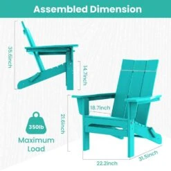 Aruba Blue Classic Folding HDPE Plastic Adirondack Chair (1-Pack) -More Furniture Store plastic adirondack chairs hqzdy ab fa 1000