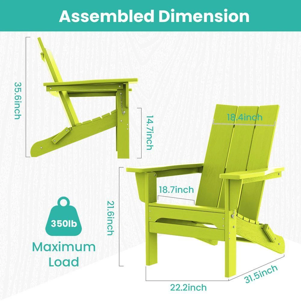 Apple Green Classic Folding HDPE Plastic Adirondack Chair (1-Pack) 6 Apple Green Classic Folding HDPE Plastic Adirondack Chair (1-Pack) - Image 6