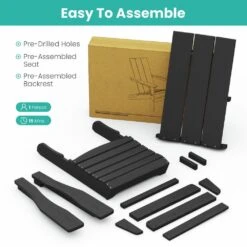 Black Classic Folding HDPE Plastic Adirondack Chair -More Furniture Store plastic adirondack chairs hqzdy bk 44 1000