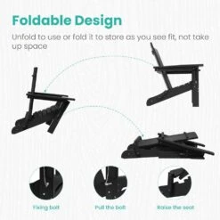 Black Classic Folding HDPE Plastic Adirondack Chair -More Furniture Store plastic adirondack chairs hqzdy bk 4f 1000