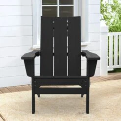 Black Classic Folding HDPE Plastic Adirondack Chair