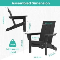 Black Classic Folding HDPE Plastic Adirondack Chair -More Furniture Store plastic adirondack chairs hqzdy bk fa 1000