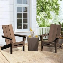 Brown Classic Folding HDPE Plastic Adirondack Chair -More Furniture Store plastic adirondack chairs hqzdy br 31 1000