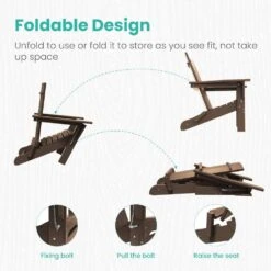 Brown Classic Folding HDPE Plastic Adirondack Chair -More Furniture Store plastic adirondack chairs hqzdy br 4f 1000