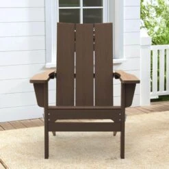 Brown Classic Folding HDPE Plastic Adirondack Chair
