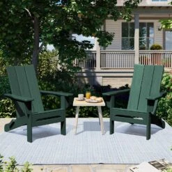 Dark Green Classic Folding HDPE Plastic Adirondack Chair (1-Pack) -More Furniture Store plastic adirondack chairs hqzdy gr 31 1000