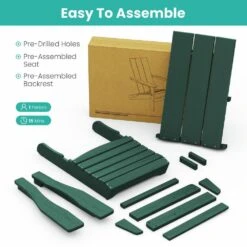 Dark Green Classic Folding HDPE Plastic Adirondack Chair (1-Pack) -More Furniture Store plastic adirondack chairs hqzdy gr 44 1000