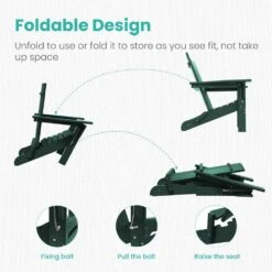 Dark Green Classic Folding HDPE Plastic Adirondack Chair (1-Pack) -More Furniture Store plastic adirondack chairs hqzdy gr 4f 1000