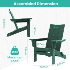 Dark Green Classic Folding HDPE Plastic Adirondack Chair (1-Pack) -More Furniture Store plastic adirondack chairs hqzdy gr fa 1000