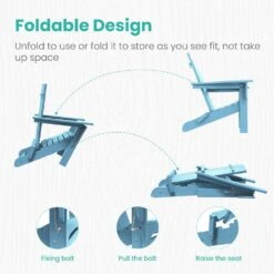 Light Blue Classic Folding HDPE Plastic Adirondack Chair (1-Pack) -More Furniture Store plastic adirondack chairs hqzdy lb 4f 1000