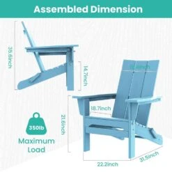 Light Blue Classic Folding HDPE Plastic Adirondack Chair (1-Pack) -More Furniture Store plastic adirondack chairs hqzdy lb fa 1000