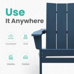 Navy Classic Folding HDPE Plastic Adirondack Chair -More Furniture Store plastic adirondack chairs hqzdy nv 1f 1000