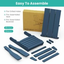 Navy Classic Folding HDPE Plastic Adirondack Chair -More Furniture Store plastic adirondack chairs hqzdy nv 44 1000