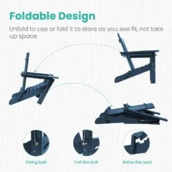 Navy Classic Folding HDPE Plastic Adirondack Chair -More Furniture Store plastic adirondack chairs hqzdy nv 4f 1000