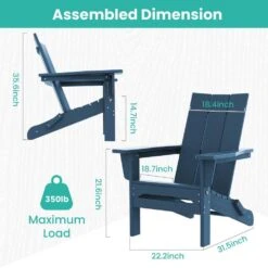 Navy Classic Folding HDPE Plastic Adirondack Chair -More Furniture Store plastic adirondack chairs hqzdy nv fa 1000