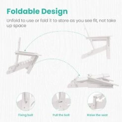 White Classic Folding HDPE Plastic Adirondack Chair -More Furniture Store plastic adirondack chairs hqzdy wt 4f 1000