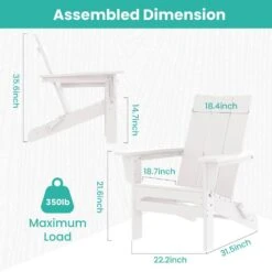 White Classic Folding HDPE Plastic Adirondack Chair -More Furniture Store plastic adirondack chairs hqzdy wt fa 1000