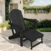 6-in-1 Multi-functional Black Plastic Folding Rocking Adirondack Chair With Dual Cup Holders And Retractable Ottoman