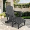 6-in-1 Multi-functional Gray Plastic Folding Rocing Adirondack Chair With Dual Cup Holders And Retractable Ottoman