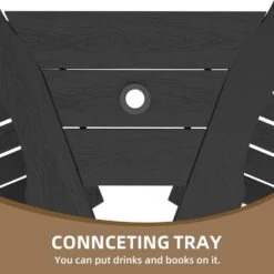 HDPE Plastic Tall Adirondack Chair (Set Of 2) Outdoor Barstools With Connecting Tray In Black -More Furniture Store plastic adirondack chairs pe srgjy black 4f 1000