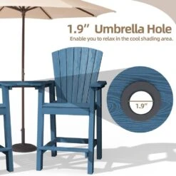 HDPE Plastic Tall Adirondack Chair (Set Of 2) Outdoor Barstools With Connecting Tray In Blue -More Furniture Store plastic adirondack chairs pe srgjy blue 1f 1000