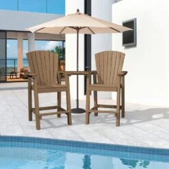 HDPE Plastic Tall Adirondack Chair (Set Of 2) Outdoor Barstools With Connecting Tray In Brown 15 HDPE Plastic Tall Adirondack Chair (Set Of 2) Outdoor Barstools With Connecting Tray In Brown -More Furniture Store plastic adirondack chairs pe srgjy brown 31 1000
