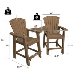 HDPE Plastic Tall Adirondack Chair (Set Of 2) Outdoor Barstools With Connecting Tray In Brown 10 HDPE Plastic Tall Adirondack Chair (Set Of 2) Outdoor Barstools With Connecting Tray In Brown -More Furniture Store plastic adirondack chairs pe srgjy brown c3 1000