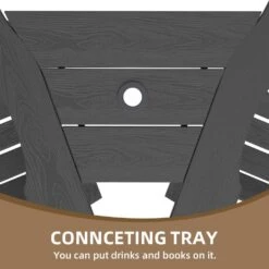 HDPE Plastic Tall Adirondack Chair (Set Of 2) Outdoor Barstools With Connecting Tray In Gray -More Furniture Store plastic adirondack chairs pe srgjy gray 4f 1000