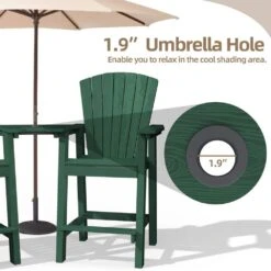 HDPE Plastic Tall Adirondack Chair (Set Of 2) Outdoor Barstools With Connecting Tray In Green 11 HDPE Plastic Tall Adirondack Chair (Set Of 2) Outdoor Barstools With Connecting Tray In Green -More Furniture Store plastic adirondack chairs pe srgjy green 1f 1000