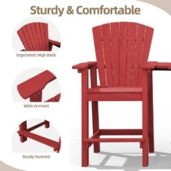 HDPE Plastic Tall Adirondack Chair (Set Of 2) Outdoor Barstools With Connecting Tray In Red 12 HDPE Plastic Tall Adirondack Chair (Set Of 2) Outdoor Barstools With Connecting Tray In Red -More Furniture Store plastic adirondack chairs pe srgjy red 44 1000