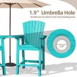 HDPE Plastic Tall Adirondack Chair (Set Of 2) Outdoor Barstools With Connecting Tray In Tiffany Blue -More Furniture Store plastic adirondack chairs pe srgjy tf 1f 1000