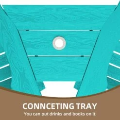 HDPE Plastic Tall Adirondack Chair (Set Of 2) Outdoor Barstools With Connecting Tray In Tiffany Blue -More Furniture Store plastic adirondack chairs pe srgjy tf 4f 1000