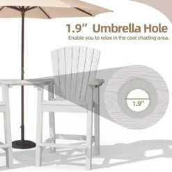 HDPE Plastic Tall Adirondack Chair (Set Of 2) Outdoor Barstools With Connecting Tray In White -More Furniture Store plastic adirondack chairs pe srgjy white 1f 1000