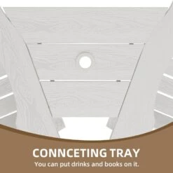 HDPE Plastic Tall Adirondack Chair (Set Of 2) Outdoor Barstools With Connecting Tray In White -More Furniture Store plastic adirondack chairs pe srgjy white 4f 1000