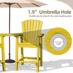 HDPE Plastic Tall Adirondack Chair (Set Of 2) Outdoor Barstools With Connecting Tray In Yellow -More Furniture Store plastic adirondack chairs pe srgjy yellow 1f 1000