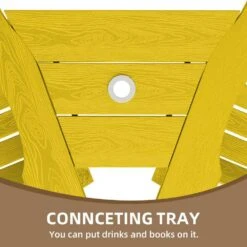 HDPE Plastic Tall Adirondack Chair (Set Of 2) Outdoor Barstools With Connecting Tray In Yellow -More Furniture Store plastic adirondack chairs pe srgjy yellow 4f 1000