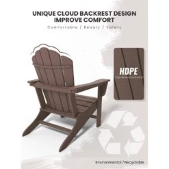 Classic All-Weather HDPE Plastic Adirondack Chair In Brown -More Furniture Store plastic adirondack chairs pe ydgd brown 66 1000