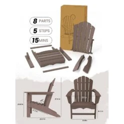 Classic All-Weather HDPE Plastic Adirondack Chair In Brown -More Furniture Store plastic adirondack chairs pe ydgd brown 77 1000